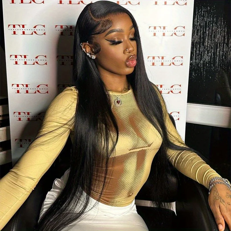 13x4 مستقيم الدانتيل شعر مستعار أمامي 13x6 HD شفاف البرازيلي 30 40 بوصة خصلات الشعر المستعار الإنسان للنساء السود شعر مستعار بدون صمغ