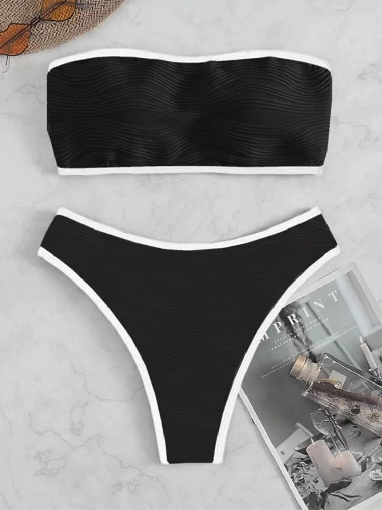 

Sexy Strapless Backless Bikini 2 Piece Set Women Split Swimsuit High Waist Beach Bikini 2025 New Summer Swimwear Bikinis Set