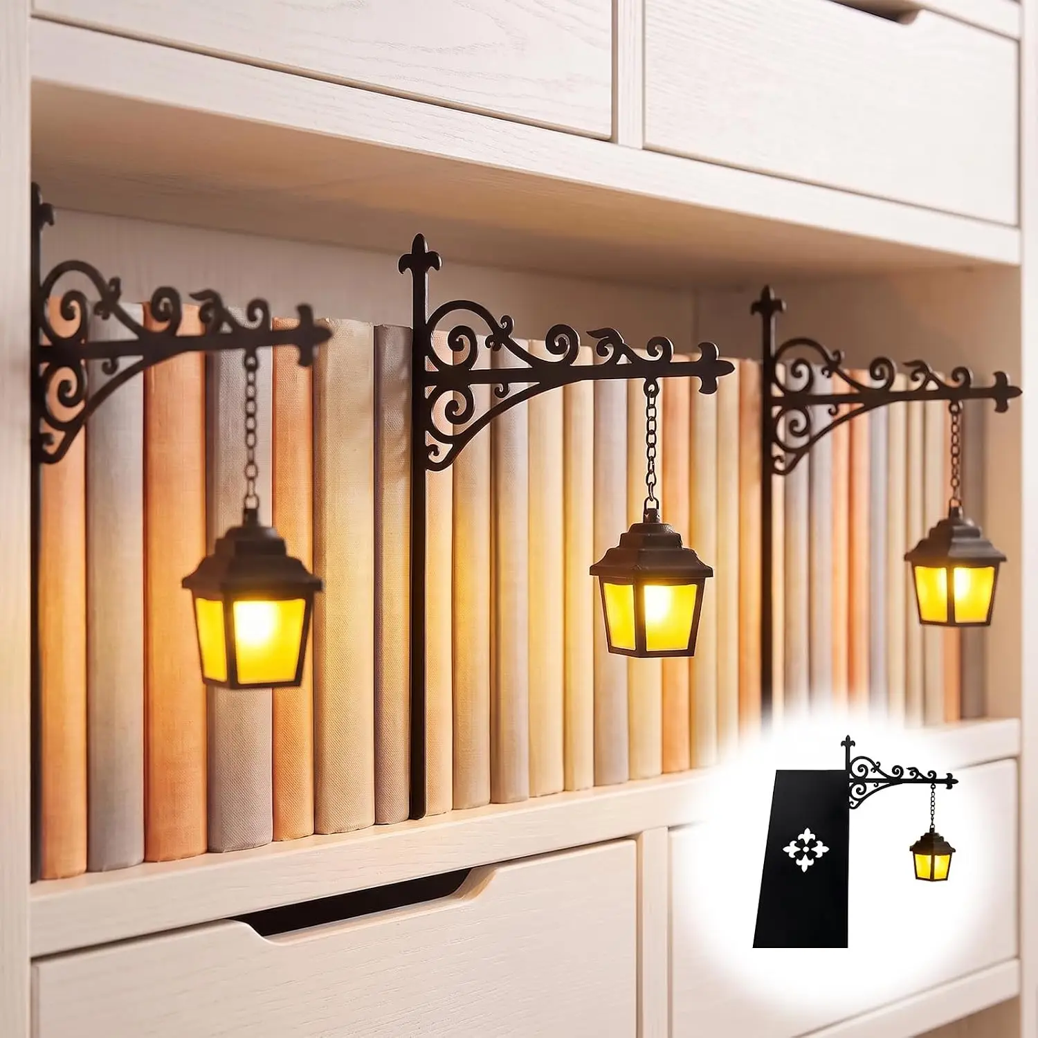 Magic Library Lantern Multifunctional Decorative Bookshelf Lighting Vintage Bookcase Lamp for Studious Home Room Ornament