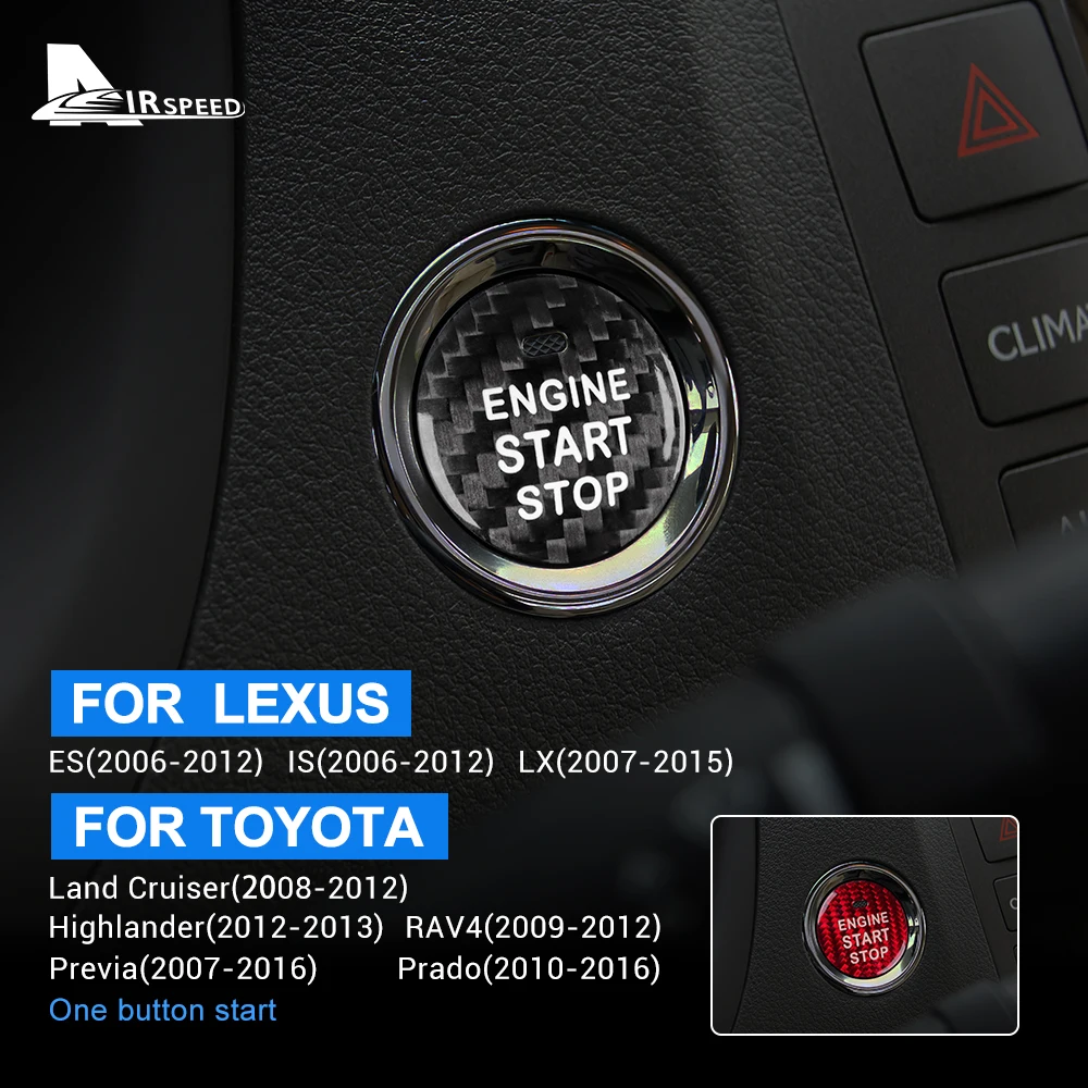 

Real Hard Carbon Fiber Engine Start Stop Cover ​For Lexus ES IS LX Sticker For Toyota Land Cruiser Highlander RAV4 Previa Prado