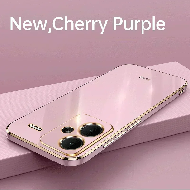 ชุบผู้ถือแหวนสแควร์เคสโทรศัพท์สําหรับ Xiaomi Redmi หมายเหตุ 13 Note13 Pro PLUS 5G หรูหราซิลิโคนฝาหลัง