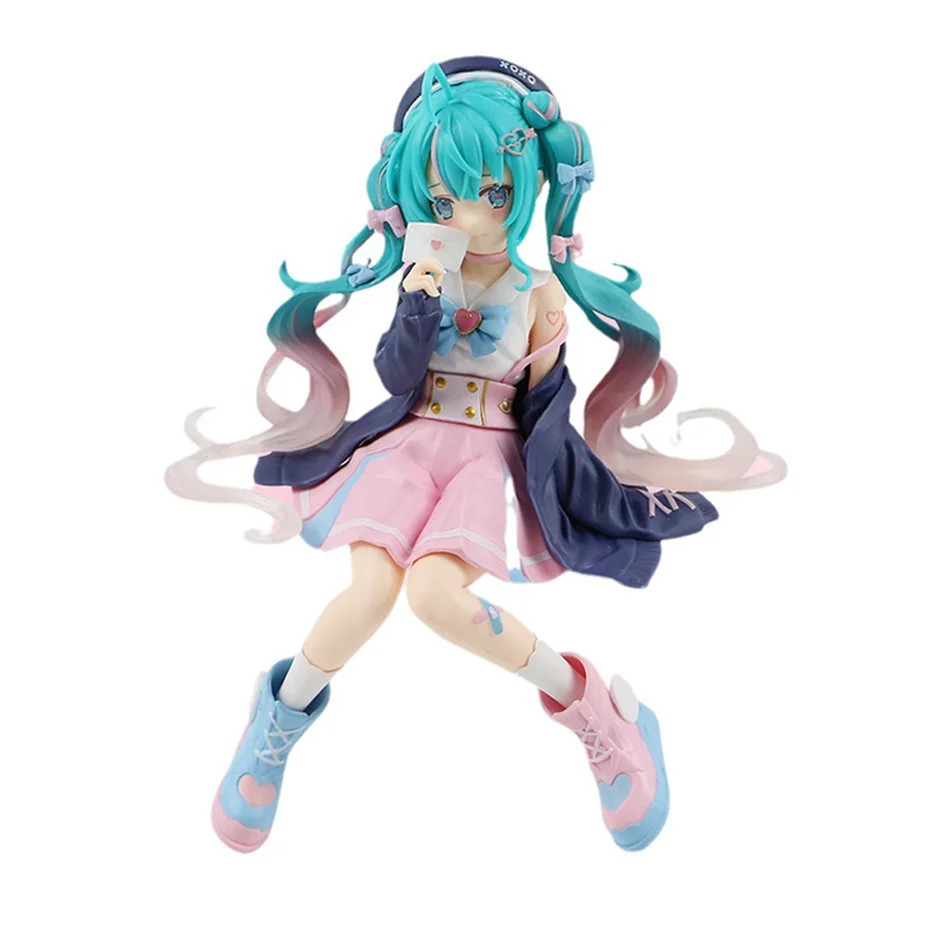 Anime Hatsune Miku Anime Figur Rosa Kleid Sitzhaltung PVC Modell Action Spielzeug Kirsche rosa Kirschblüte Dekoration Geschenke