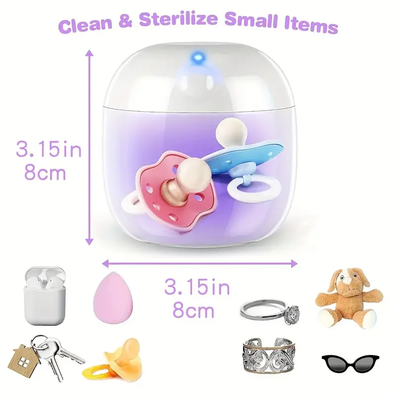 Portable Baby Pacifier Sterilizer Box Mini UV Light Sterilizer Box For Baby Pacifier, Bottle Nipples, Teethers Breast Pump