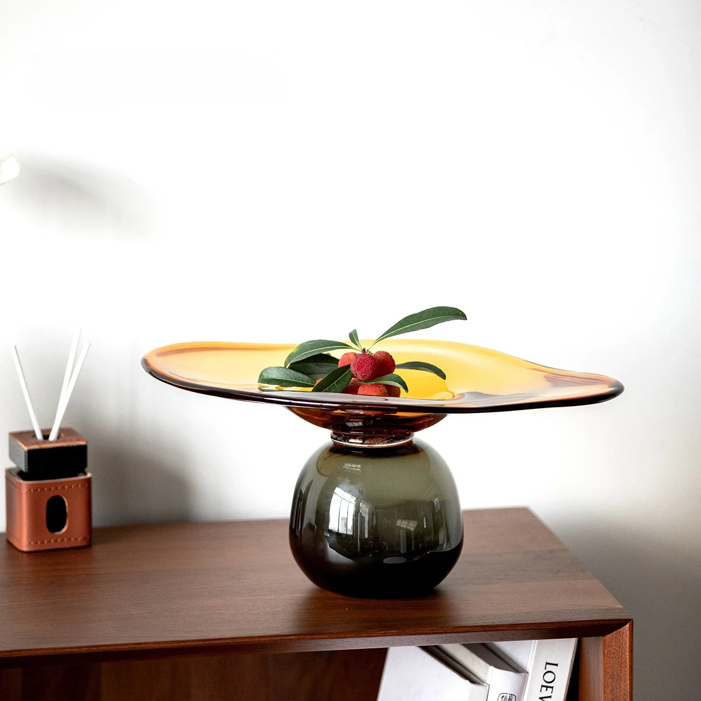 Glass Trays Handmade Glass Fruit Platters Desktop Storage Containers Transparent Snack Bowls Jewelry Dish Trinket Dish