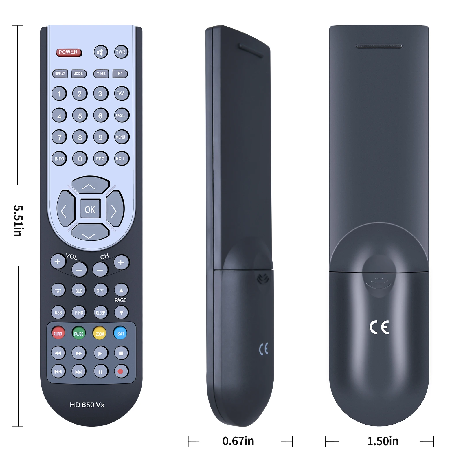 MEGASAT 수신기 HD 640 T2, HD 750 T2, HD 650 VX에 적합한 리모콘