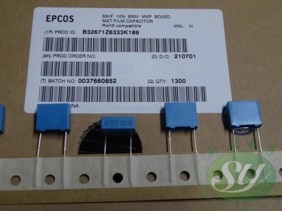 

10PCS EPCOS 0.033uf/630v 33nf 333 New 10MM thin film capacitor B32671Z6333K189
