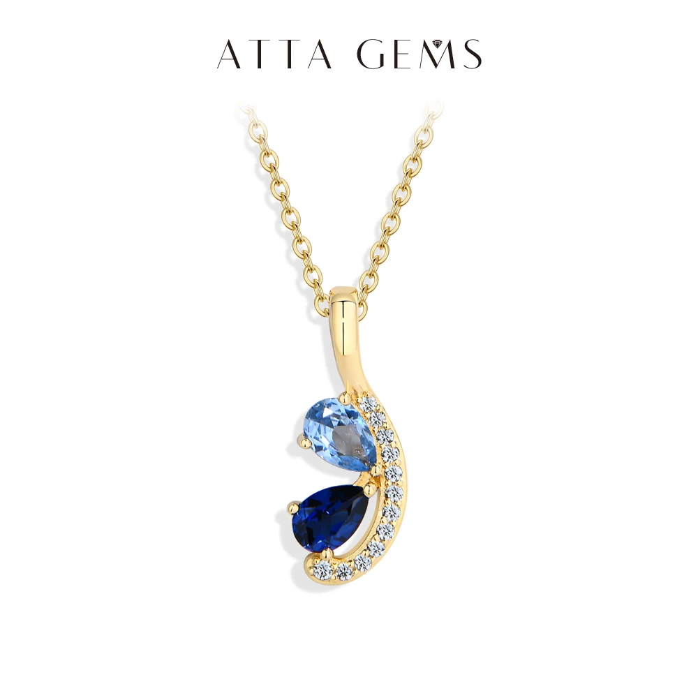 Women's 925 Silver Teardrop Sapphire Necklace, Elegant Gift