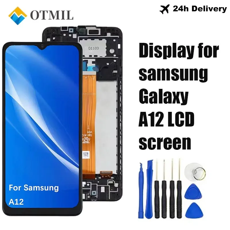 Pantalla LCD para Samsung A12 A125 LCD SM-A125M, digitalizador de pantalla táctil para Samsung SM-A125F A125F/DS A12, piezas de repuesto para pantalla