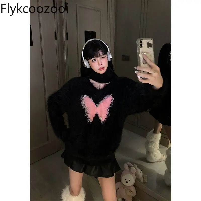 2024 Spring and Winter New Loose Fit Style Outside Wear Mohair Knit Top Llarge Size Sweater Mujer Women Knitwear