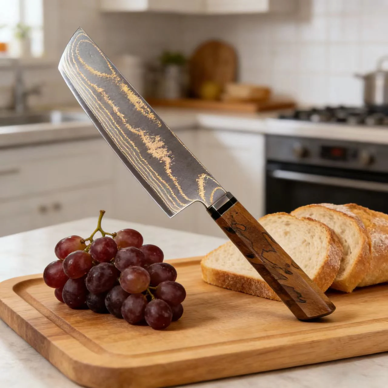 

6-дюймовый нож Накири, 73 слоя, трехцветная медь, дамасская сталь, шеф-повар, нарезка овощей, тесак для мяса, кухонные ножи с деревянной ручкой