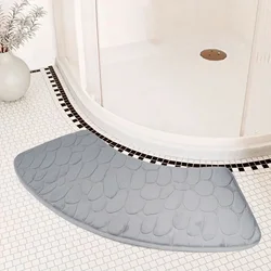 Bathroom Mat Curved Shower Mat Pebble Emboss Carpet Washable Curved Non Slip Bathroom Anti Slip Mat Floor Toilet Mat For Shower