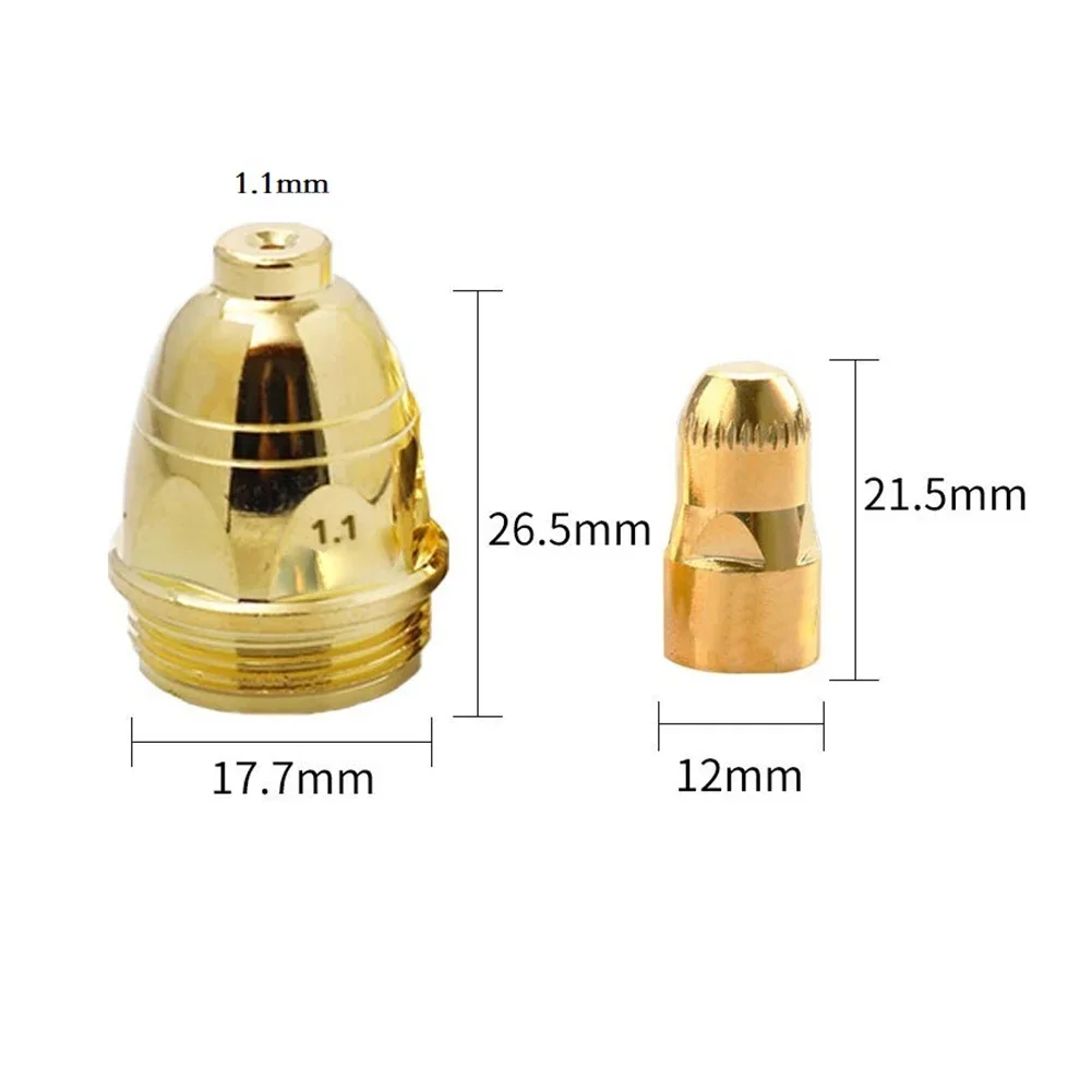 

P80 Electrode Nozzle with Gold colored CuCrZr Shield 60A 80A 100A Compatible with CUT 70 CUT 80 CUT 100 CUT 120