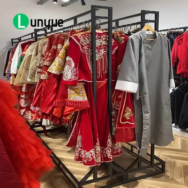High-end Floor-to-ceiling Display Rack for Wedding Shop Studio Cheongsam Jin Xiuhe Clothing Hanger Model Showcase Furniture