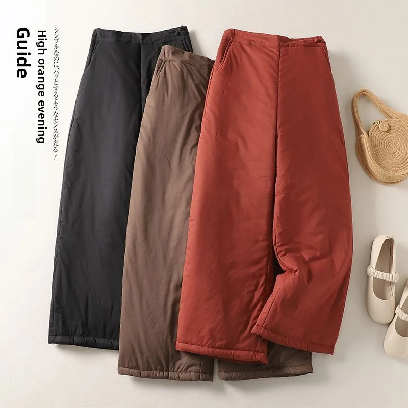plus Size Comfortable Warmth Thickened Casual Cotton Pants High Waist Wide Leg Commute Style Autumn Winter New Arrival for Women
