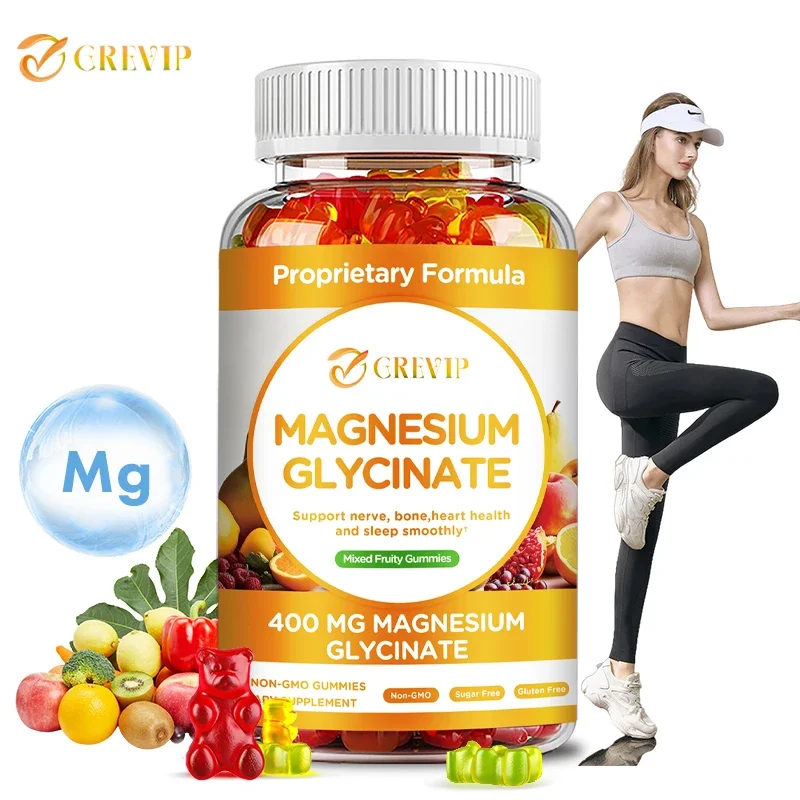 Sugar-Free Magnesium Glycinate Gummies 400 Mg - Contains Taurine, Malic Acid, and CoQ10 To Support Muscle and Bone Health