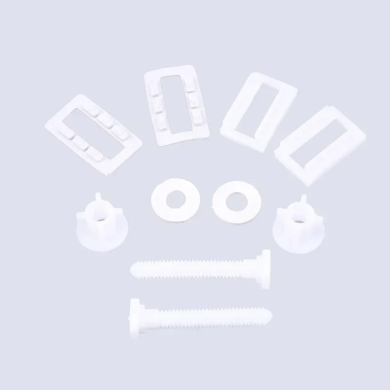 White Plastic Toilet Seat Toilet Hinge Bolts Screw Fixing Fitting Kit Bathroom Part with Nuts and High Quality Washers Tool