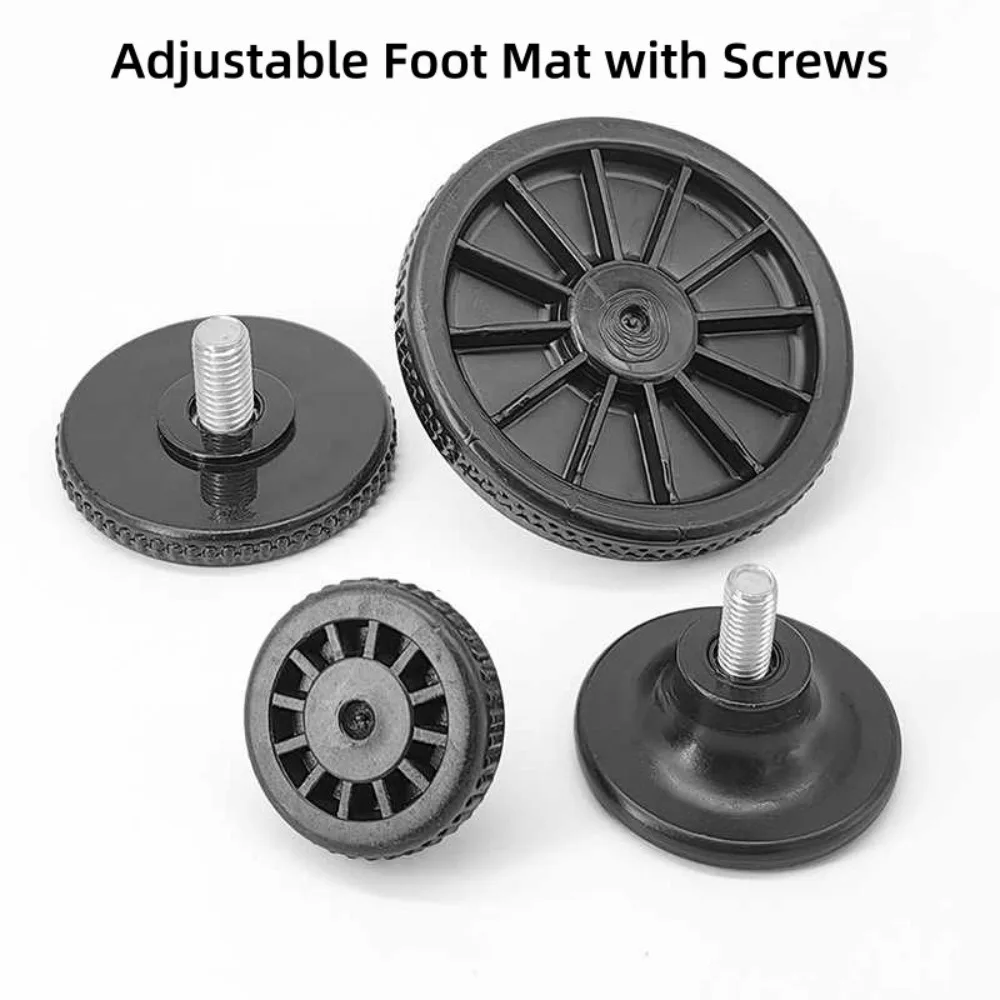 Black Plastic Adjustable Leveling Feet, M6/M8/M10 Screw-On Furniture Leg Pads, Anti-Shock Floor Protection for Tables & Chairs