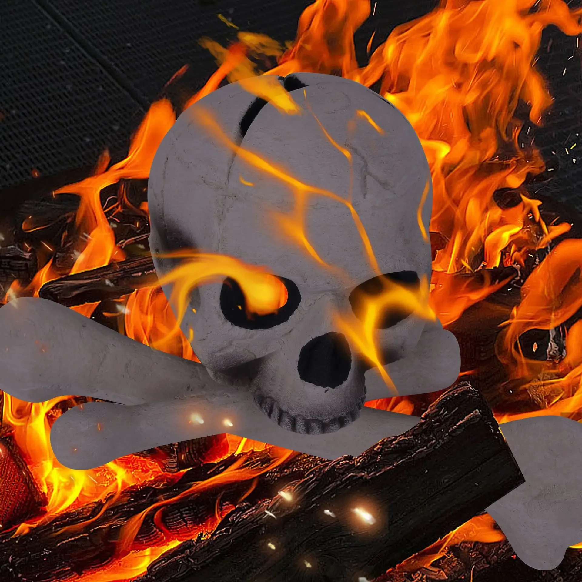 

Ceramic skull cross-border Halloween figurine, stove barbecue party horror decoration prop