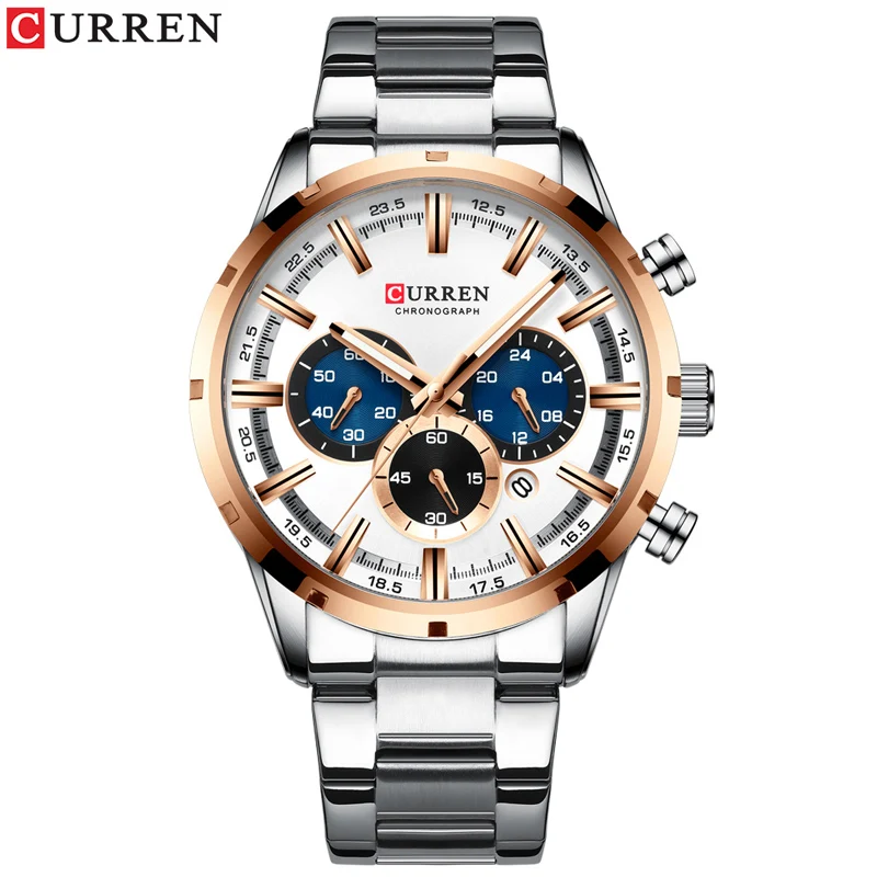 

Fashion Curren Top Brand Luxury Mens Full Stainless Steel For Men Casual Quartz Clock Chronograph Watch Saat Erkek Kol Saati