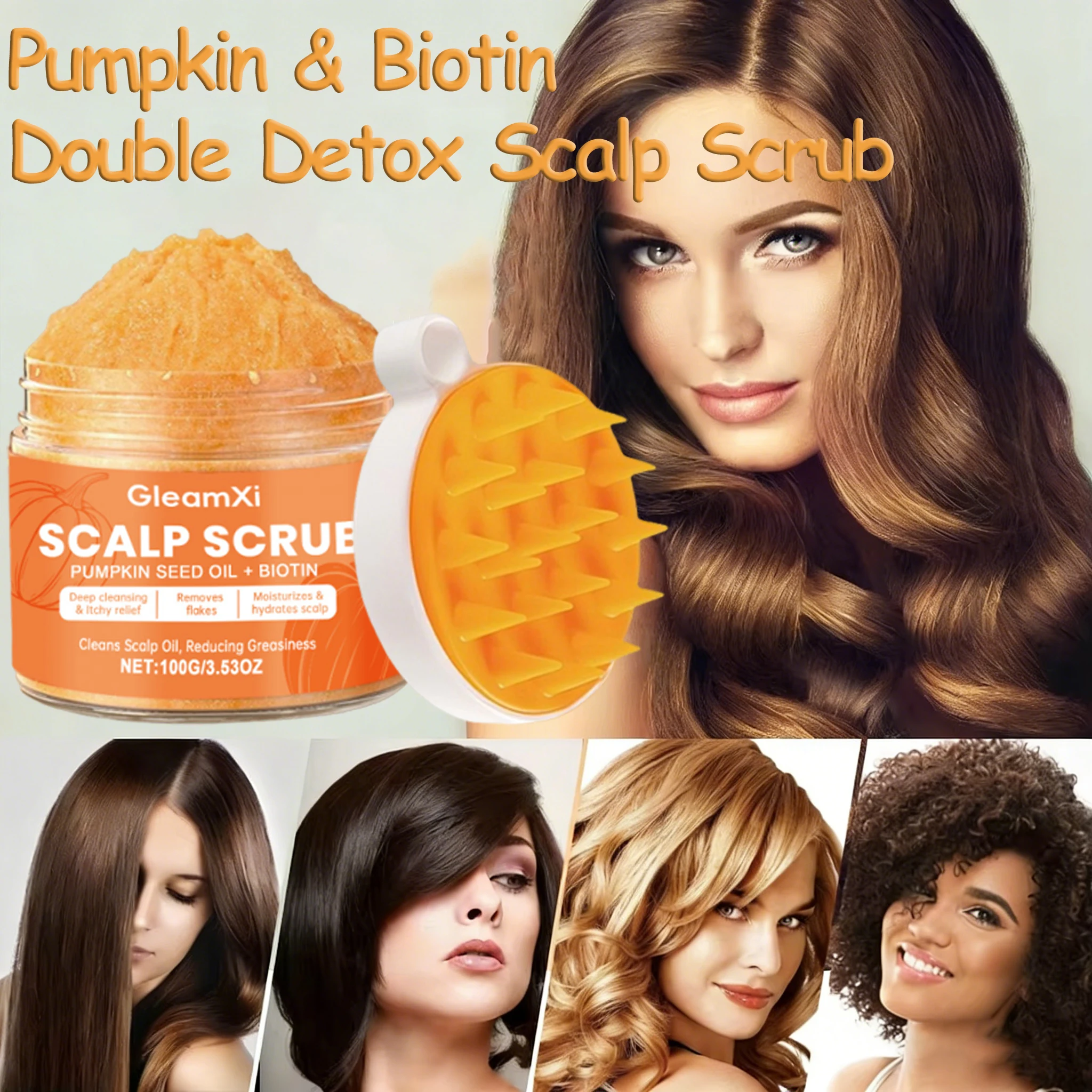 

Scalp Scrub Pumpkin Seed Oil Scalp Exfoliator With Salicylic Scalp Detox for Itchy Scalp Dandruff Buildup Removal with Scrubber