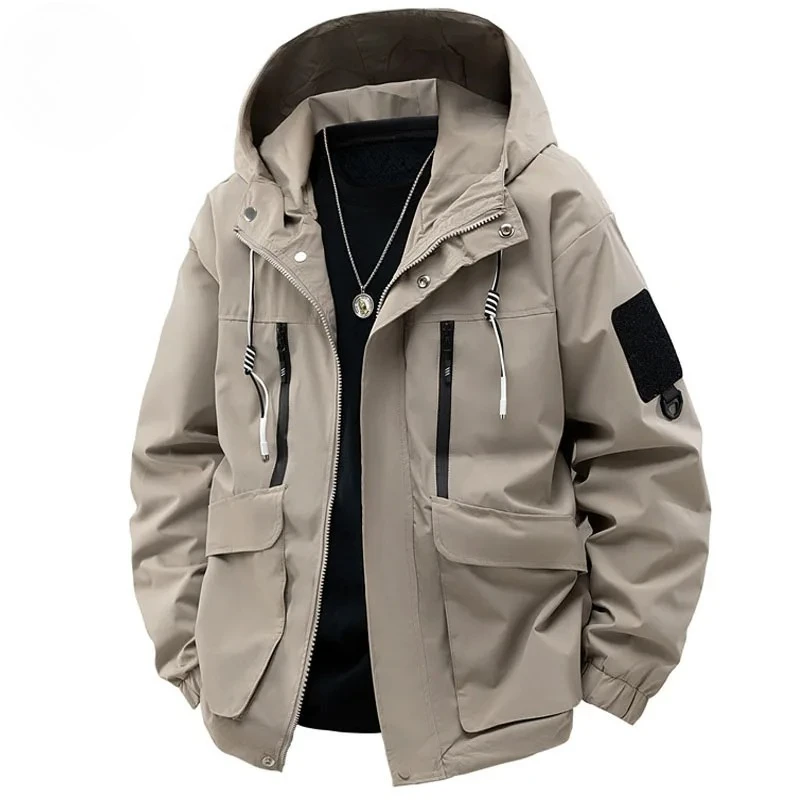 

Jacket Mens Spring autumn New men jacket printing hooded Jackets casual coat Men's business coats Size M-4XL 5XL Hat detachable