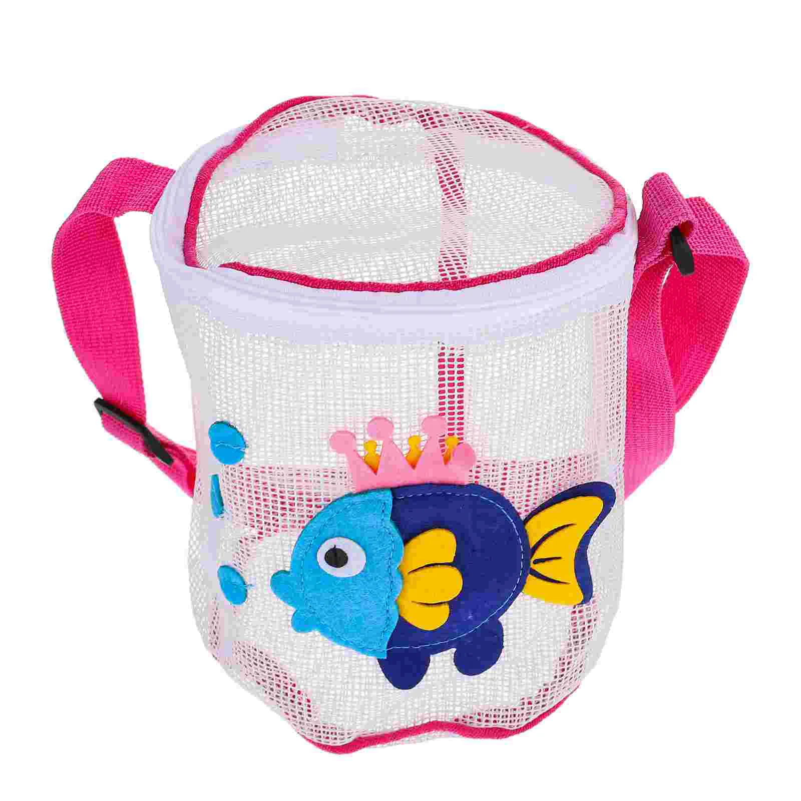 Bolsa de juguetes para niños, playa, cremallera, conchas marinas, juguetes de arena, malla de PVC, correa ajustable para recoger