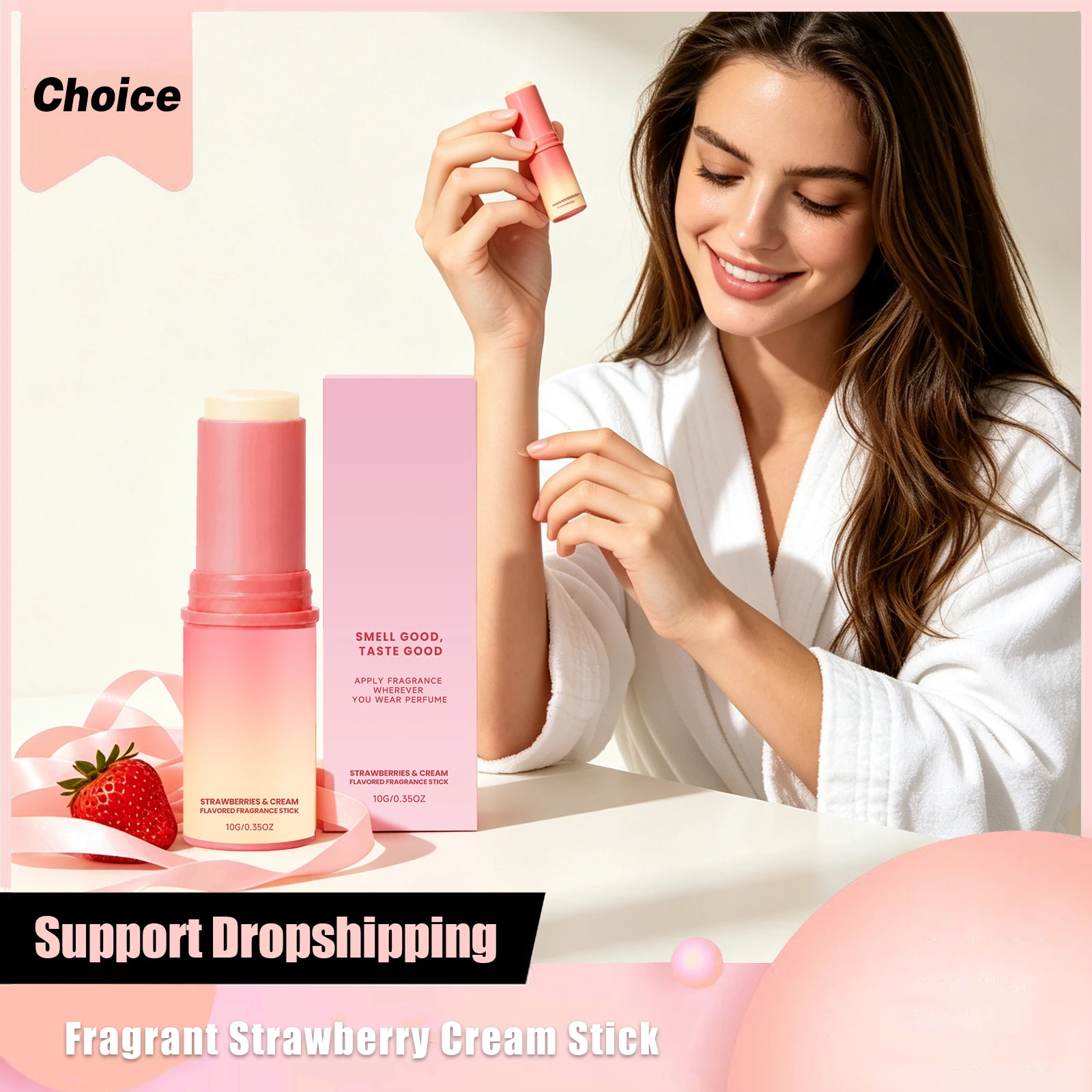 Strawberry Flavor Woman Perfume Stick Sweet Vanilla Long-Lasting Fragrance For Dating Body Deodorant Sticks Portable Solid Balm