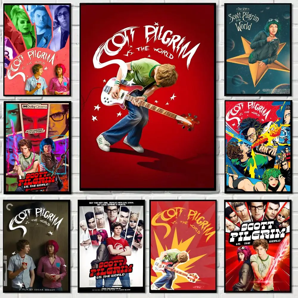 Scott Pilgrim VS The World Retro Poster Self-adhesive Advanced Aesthetic Printing Paper Wall Art for Living Room Home Decor