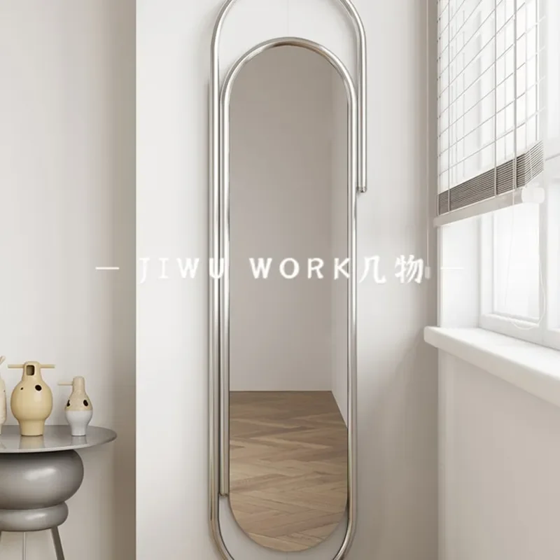For Modern Stainless Steel Full Body Mirror Irregular Wall Mounted Dressing Mirror Home Decor Ins Style Space Saving Design