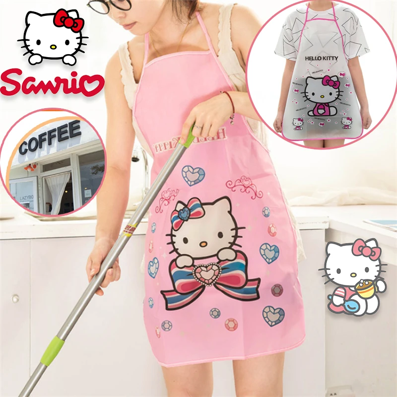 70x50cm Sanrio Hello Kitty Women Apron Kitchen Household Adult Cooking Baking Home Clean Antifouling Apron Sleeveless Waterproof