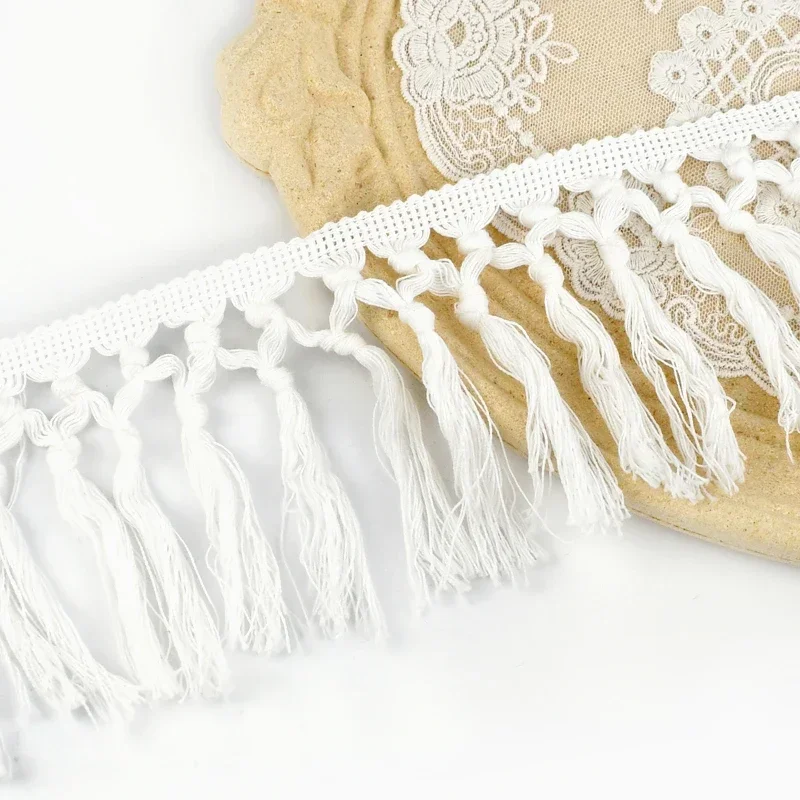 2/5 Meter Meetee 9/10 cm Baumwolle Quaste Spitze Stoff Geknotetes Band Garn Besen Sling DIY Handwerk Heimtextilien Vorhang Nähen Zubehör
