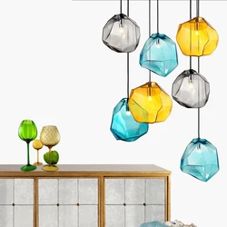 Nordic Colored Crystal Glass Pendant Light Modern Creative Restaurant living room Bar Single heads Decorative hanging lights