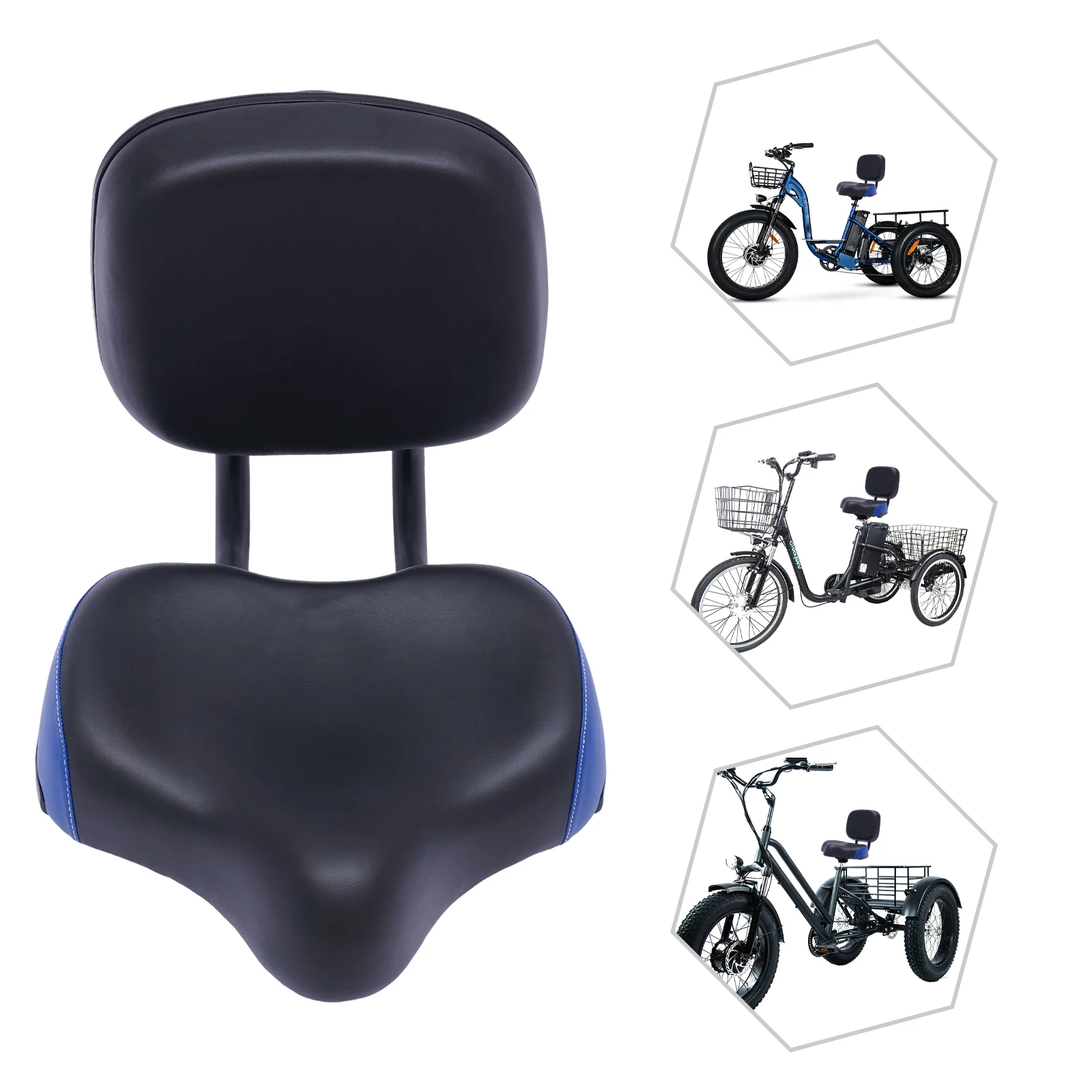 Universal Bicycle Seat Large Comfort Wide Saddle Seat With Back Rest Cushion HOT