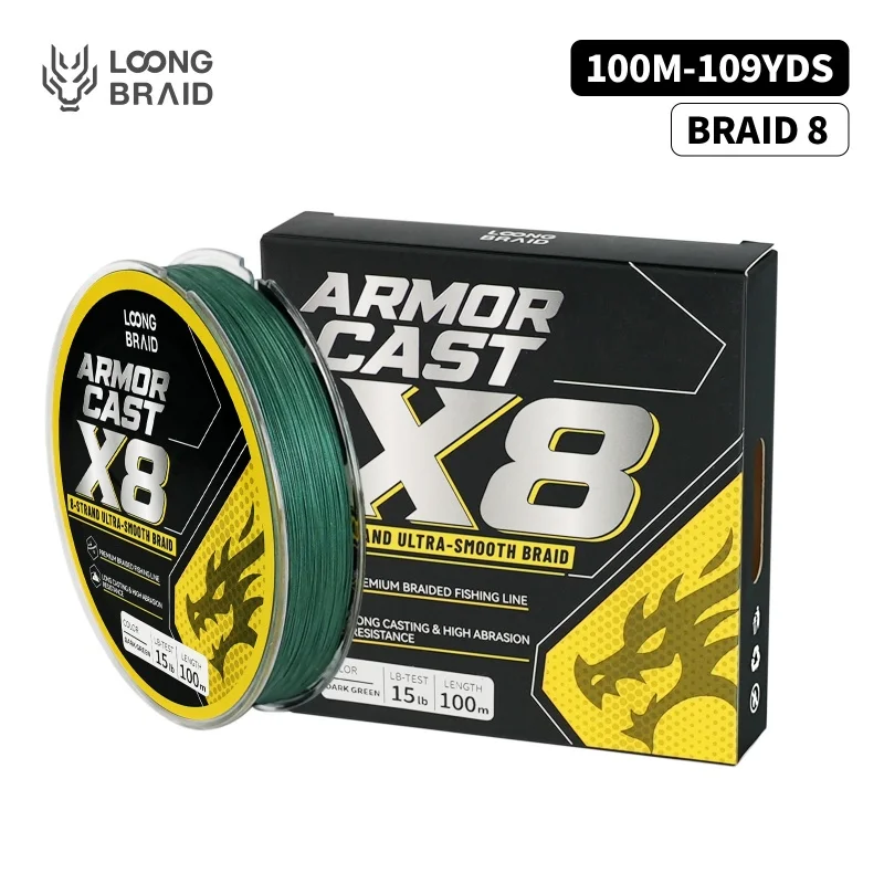 LOONG BRAID X8 PE Geflochtene Angelschnur 100M Verblassungsresistent Ultra-Dünn Extrem Stark Abriebfest Multifilament-Schnur – Detail 2