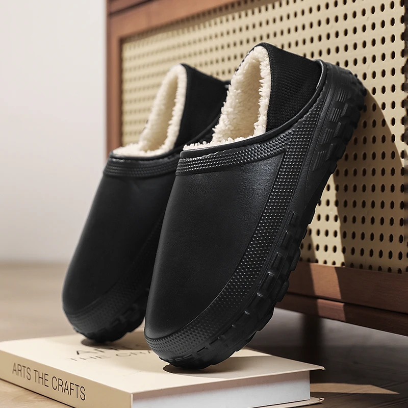 

YRZL Men Winter Slippers Thermal Non-Slip House Shoes Comfortable Fuzzy Lining Indoor Outdoor Anti-Skid for Men Winter Slippers