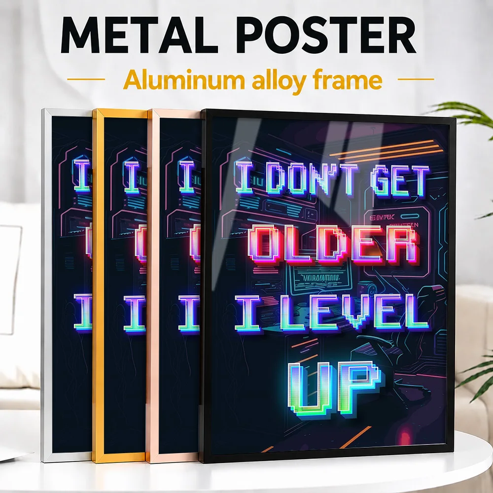 Gaming Room Quotes Framed Metal Poster Personalized Photo Bold Typography Style Wall Art For Bedroom Thoughtful Birthday Gift