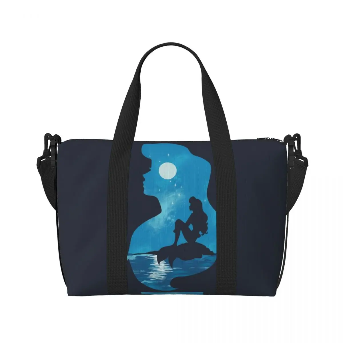 Custom Mermaid Portrait By Edwoody Beach Tote Bag for Women The Little Mermaid Big Compartment Gym Beach Travel Bags