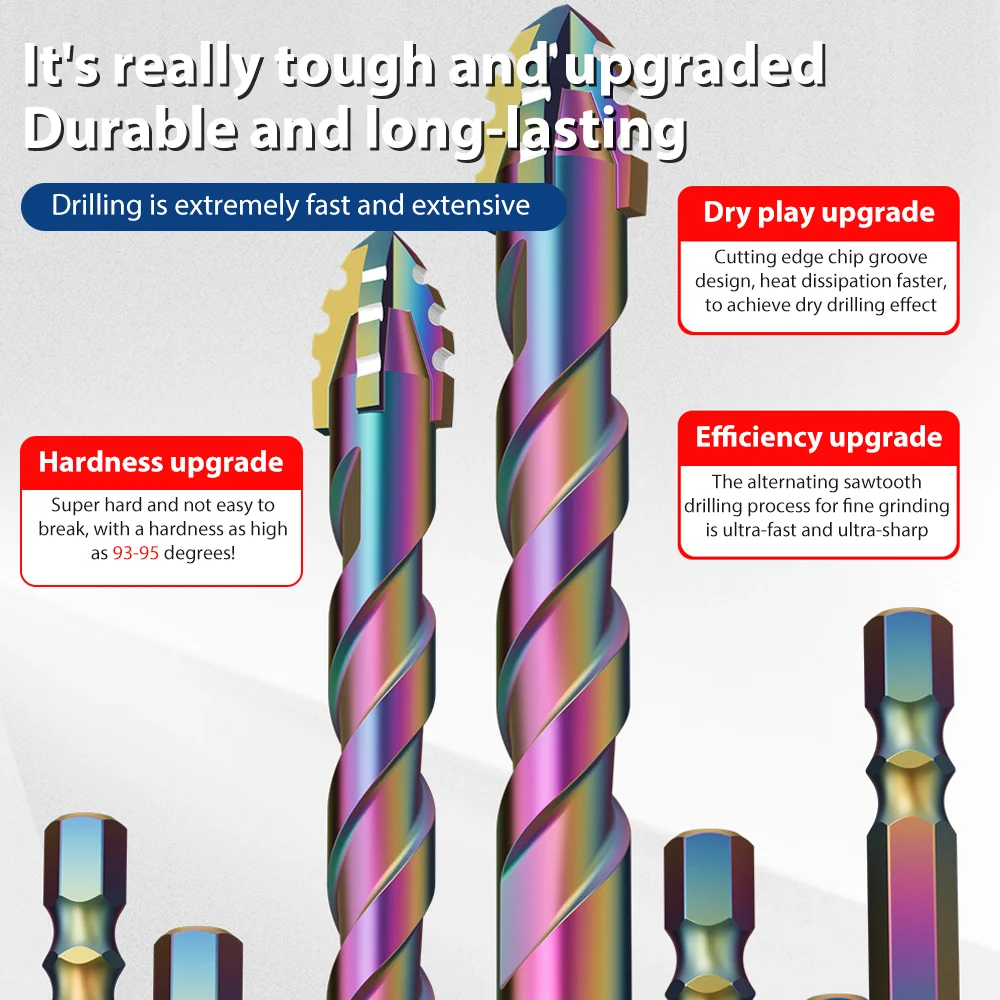 4-حواف القطع بلاط بت كوب سيراميك ثقب الخرسانة فتاحة كربيد سبيكة مثقاب حجم 6/8/10/12 مللي متر لقمة ثقب الزجاج