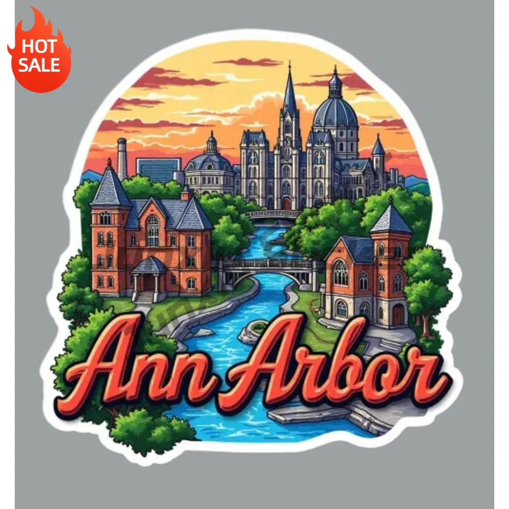 Ann Arbor Michigan Vinyl Car Sticker Self Adhesive Decal For Truck Window And Travel Bag Exterior Decoration