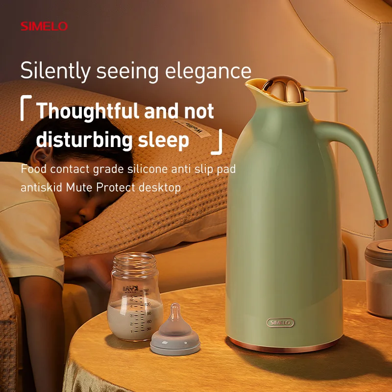 

SIMELO 1.9L Copper plated Lined Red Glass Thermos Vacuum Insulated Flask Large Capacity Water Bottle for Tea Coffee Home Office