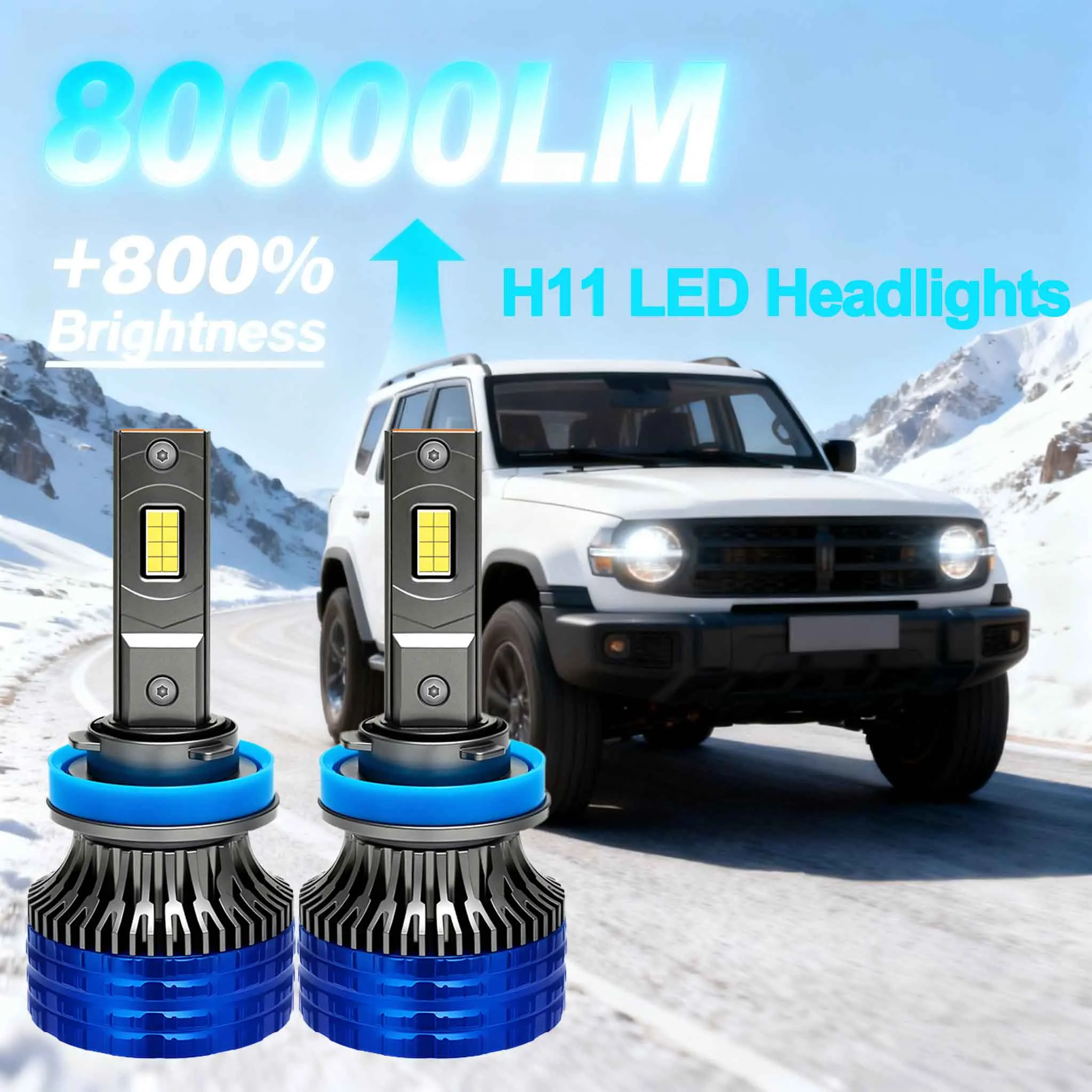 

1 пара 200 Вт 80000LM H11 светодиодные фары высокой мощности Canbus дальнего ближнего света турбо-лампа 6000K автомобильные фары 12 В противотуманные фары с охлаждающим вентилятором