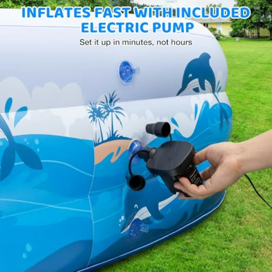 Inflatable Pool for Adults, 130 x 72 x 22 Large Family Blow Up Pool for Backyard, Thickened PVC Kiddie Pool Above Ground Pool, view 4