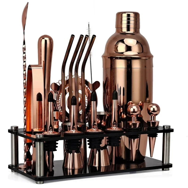 20piece Complete professional cocktail boston shaker drinks Bartender kit cocktail mixer Set household utensils for hospitality