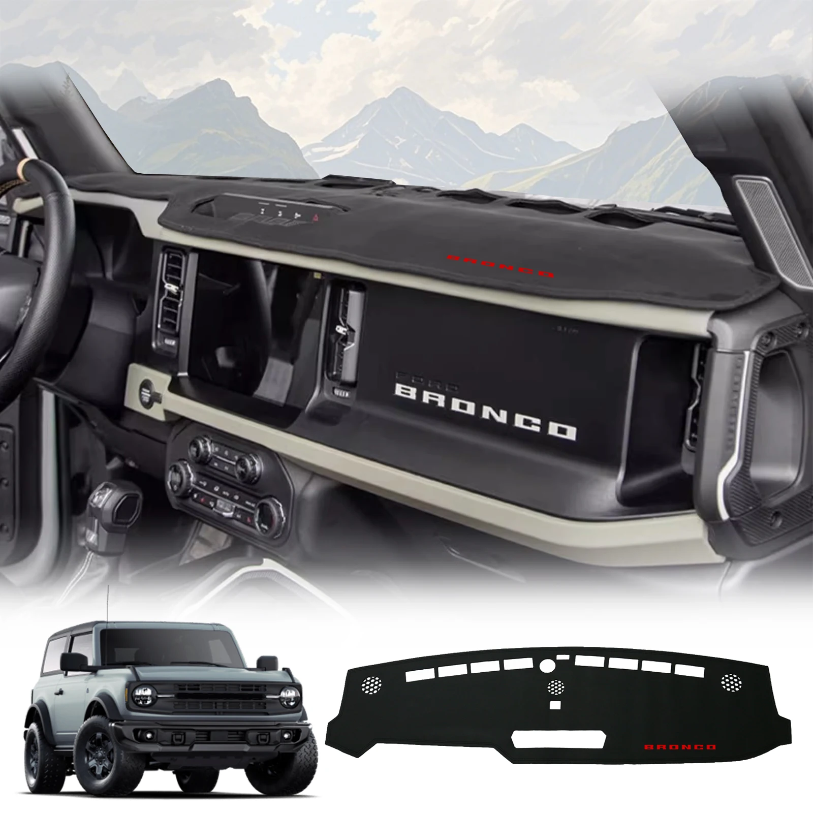 

for Ford Bronco 2024 2025 2026 Sunshade Protective Carpet Dash Pad Dashmat Car Dashboard Mat Accessories