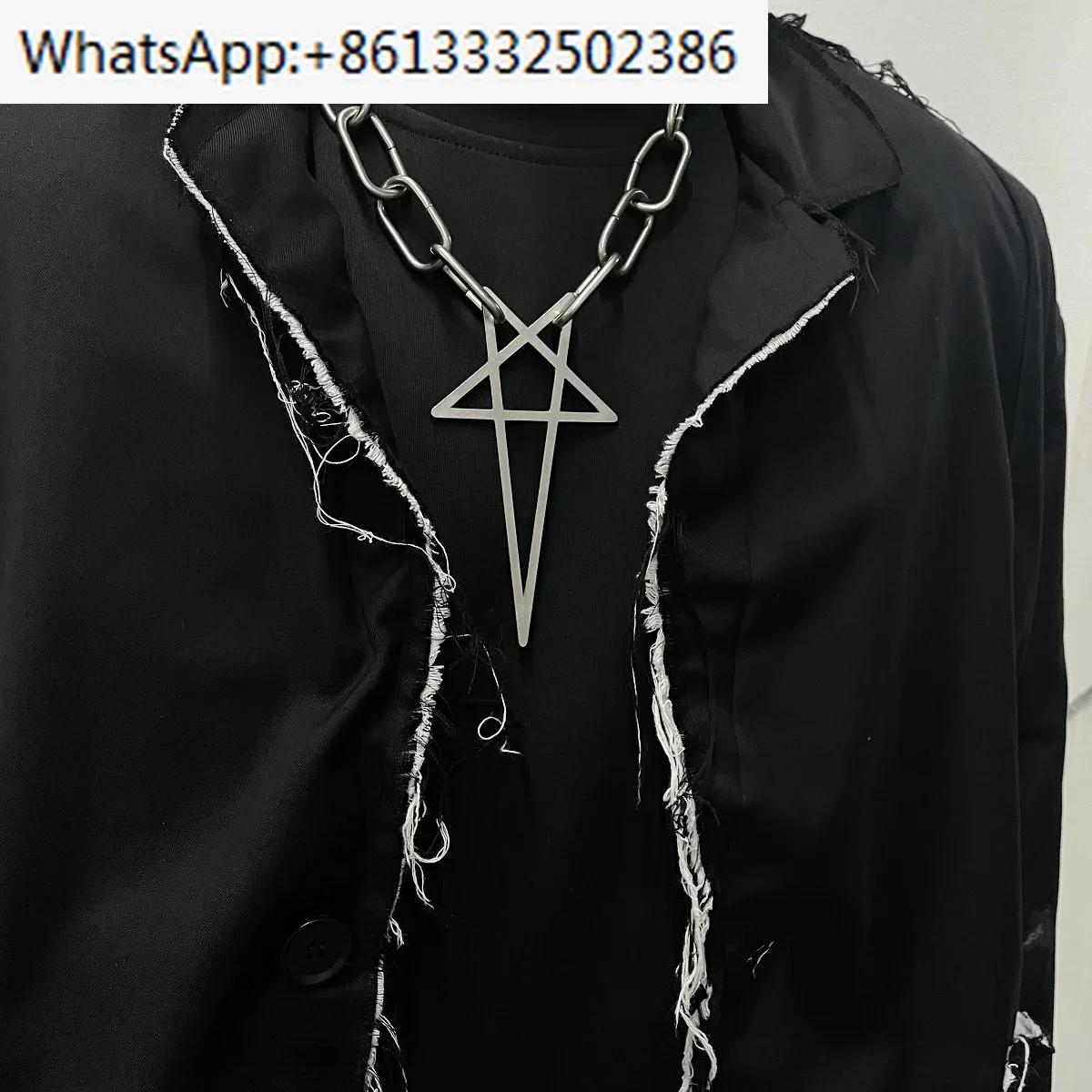 European and American exaggerated and domineering RO pentagram necklace retro trend super cool punk goth necklace