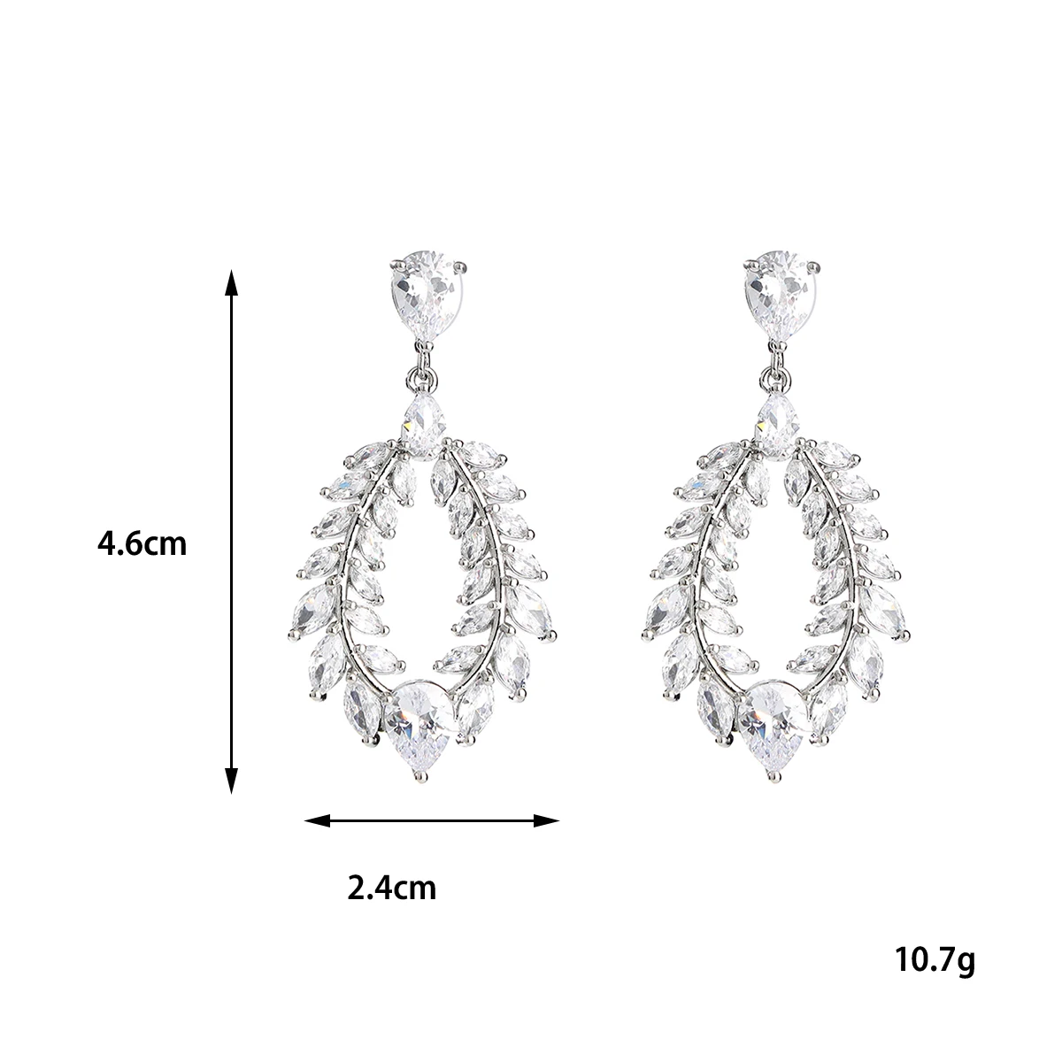 Luxury Brial Teardop Cubic Zirconia Wedding Earrings for Bride