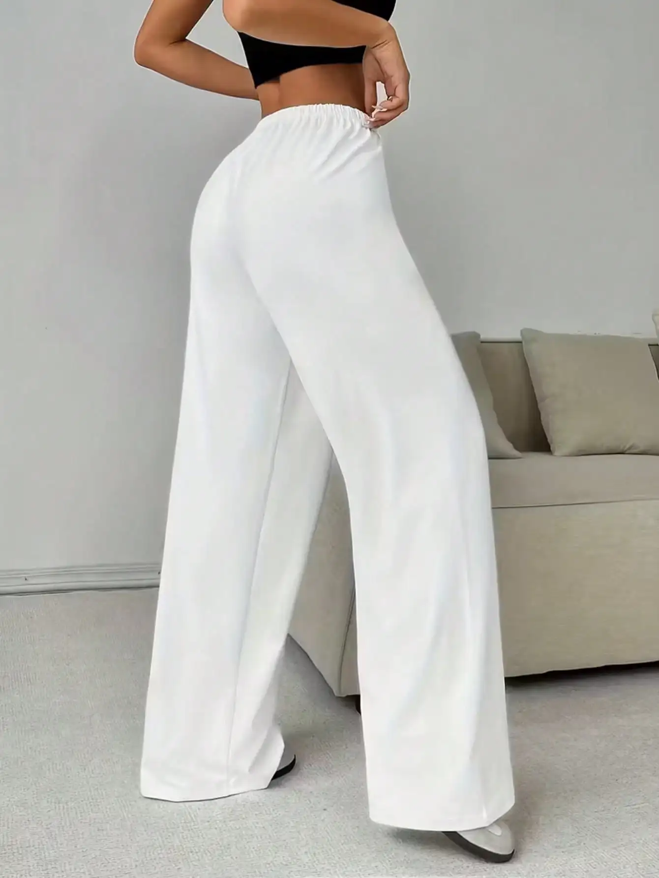 2026 Damen Casual Ganzjahres-Laufhose - Bequeme, lockere, einfarbige Hose mit Kordelzug und elastischem Bund, weites Bein – Detail 8