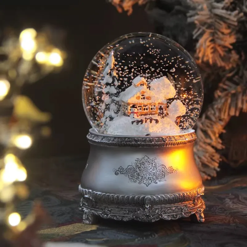 2026 New Product - Premium Snow Crystal Ball with Floating Snowflake Music Box - Eight-tone Box - Ideal Gift for Girls on Valent
