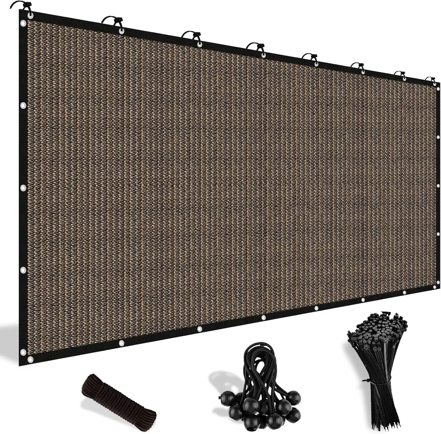 

90% Sun Shade Cloth 6x10 ft with Grommets, Pergola Cover Canopy, Mesh Tarp for Patio Garden Backyard Mocha