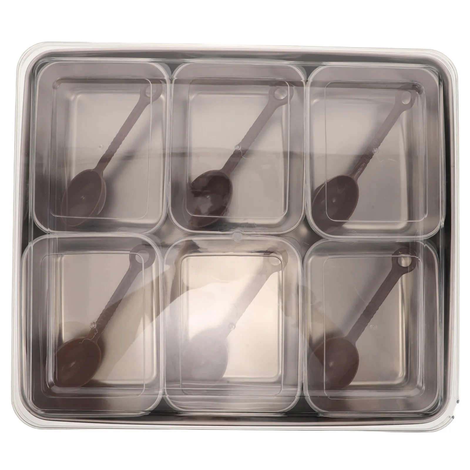 Ice Powder Ingredient Box Chilled Condiment Server 6 Compartment Divided Serving Trays with Lid